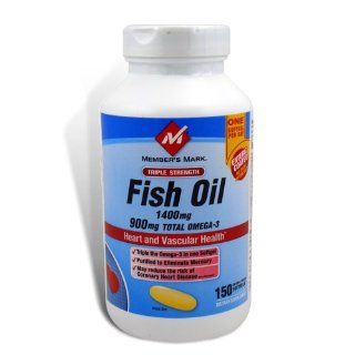 Member's Mark   Omega 3, Fish Oil 1400 mg (900 mg EPA/DHA), Enteric Coated, 150 Softgels Health & Personal Care