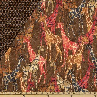 Tribal Council Double Sided Quilted Giraffe Brown Fabric By The YD