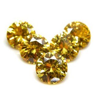 Beta Jewelry 8mm Round CZ Yellow Cubic Zirconia Loose Gemstones Lot (100 pieces) Jewelry
