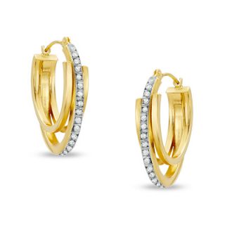 Diamond Fascination™ Triple Oval Hoop Earrings in 14K Gold   Zales