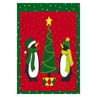 Penguins Christmas Tree 28" x 40" Decorative Flag  Outdoor Decorative Flags  Patio, Lawn & Garden