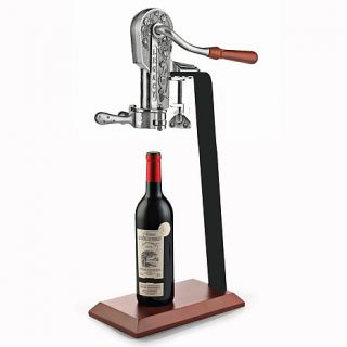 Wine Enthusiast Legacy Corkscrew with Birch Stand   Antique Pewter
