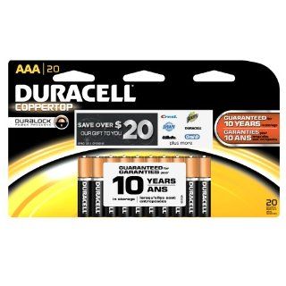 Duracell MN2400B20Z CopperTop Alkaline Manganese Dioxide Battery Mega Pack, AAA Size, 1.5V (Pack of 20)