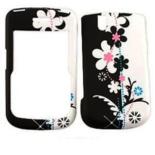 ACCESSORY MATTE COVER HARD CASE FOR BLACKBERRY TOUR BOLD 9650 9630 RETRO BLACK WHITE FLOWERS Cell Phones & Accessories