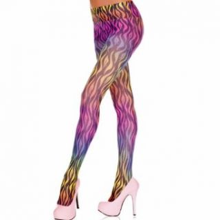 Luxury Divas Opaque Rainbow Colored Swirl Print Pantyhose Tights