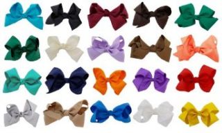 Solid Color Extra Large Grosgrain Ribbon Bow Set of 20 Hair Bow Set Colors Rainbow Set