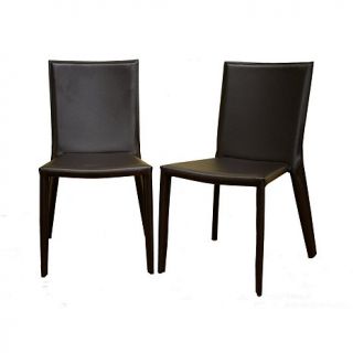 Semele Dark Brown Bonded Leather Dining Chairs   Set of 2