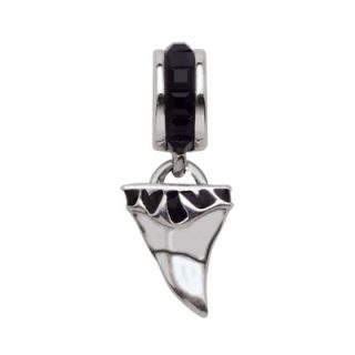 Persona® Sterling Silver Tiger Tooth with Black Crystals Dangle Bead