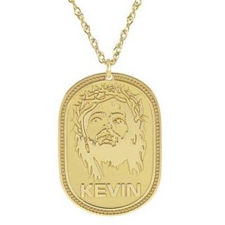 Mens Jesus Pendant in Sterling Silver with 14K Gold Plate (8