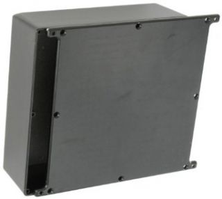 BUD Industries CU 5478 B Die Cast Aluminum Econobox with Mounting Bracket Cover, 7 1/2" Length x 7 1/2" Width x 2 39/64" Height, Black Powdercoat Finish Electrical Boxes