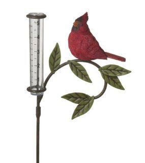 Resin and Metal Rain Gauge with Cardinal and Leaves Patio, Lawn & Garden