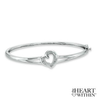 The Heart Within™ Diamond Accent Heart Bangle in Sterling Silver