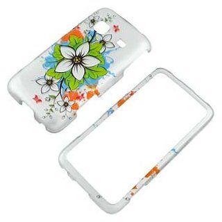 Hard White Color Flower Case Cover Faceplate Protector for Samsung Galaxy Precedent M828C (Straight Talk) with Free Gift Reliable Accessory Pen Cell Phones & Accessories