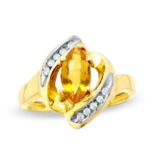Marquise Citrine and Diamond Accent Ring in 10K Gold   Zales
