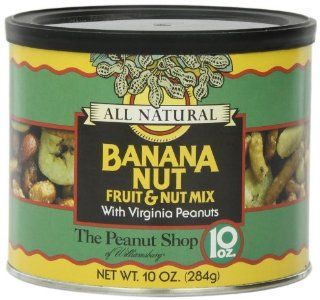 The Peanut Shop of Williamsburg All Natural Banana Nut Fruit & Nut Mix with Virginia Peanuts, 10 Ounce Tin  Snack Party Mixes  Grocery & Gourmet Food