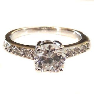 Christine Ring Engagement Cocktail Clear AAA Cubic Zirconia Platinum Plated Ginger Lyne Collection Ginger Lyne Jewelry