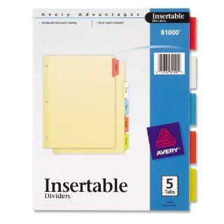 Avery   Insertable Dividers, 3 HP, 5 Tab, 8 1/2"x11", Multi Color, Sold as 1 Set, AVE 81000 Toys & Games