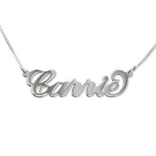 Small 14k White Gold Carrie Style Name Necklace Chain Necklaces Jewelry
