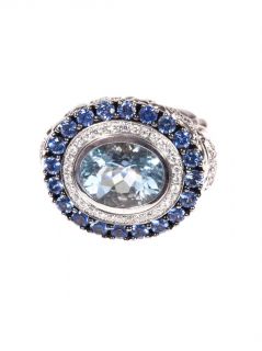 Diamond, aquamarine, sapphire & gold ring  Jade Jagger  MATC