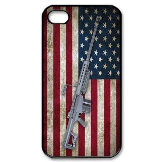 Barrett M82 on America Flag Iphone 4/4S Case, Snap On Hard Protective Guns Cover for Iphone 4/4S Cell Phones & Accessories