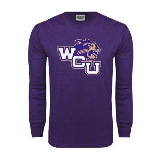 Western Carolina Purple Long Sleeve T Shirt 'WCU w/Head'  Sports Fan T Shirts  Sports & Outdoors