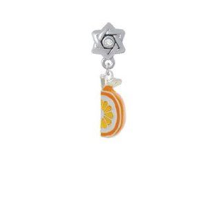 3 D Enamel Orange Slice Clear Star of David Charm Bead Dangle Jewelry
