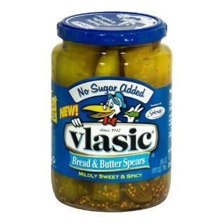 Vlasic Bread & Butter No Sugar Added Spears 24 Fl Oz ( Pack of 2)  Dill Pickles  Grocery & Gourmet Food