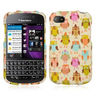Luxmo CRBBQ10FANOWL Unique Durable Rubberized Crystal Case for BlackBerry Q10   Retail Packaging   Fancy Owl Cell Phones & Accessories