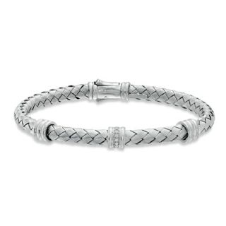 Diamond Accent Basket Weave Bangle in Sterling Silver   7.5   Zales
