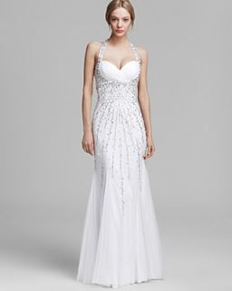 Sean Collection Gown   Halter Beaded Ruched Bust's