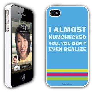 iPhone 4/4s Case   Will Ferrell Quote   Wedding Crashers   "Almost just numchuckd you"   White Protective Hard Case Cell Phones & Accessories