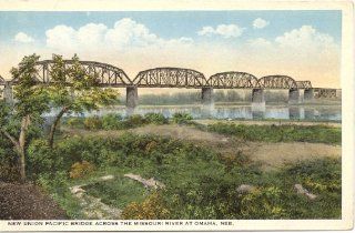 1930s Vintage Postcard Union Pacific Railroad Bridge across the Missouri River   Omaha Nebraska 