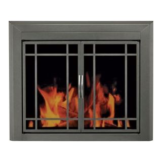 Pleasant Hearth Edinburg Fireplace Glass Door — For Masonry Fireplaces, Large, Gunmetal, Model ED-5412  Fireplace Doors