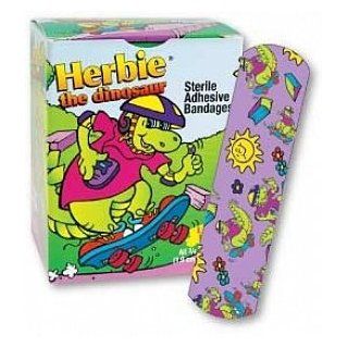 Herbie Dinosaur Print Stat Strip Adhesive Bandage 3/4x3in Health & Personal Care