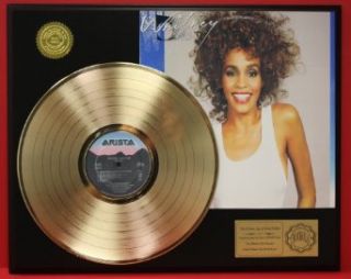 Whitney Houston 24Kt Gold LP Display Actually Plays "I Wanna Dance W/ Someone Entertainment Collectibles