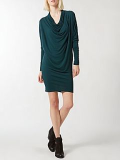 Label Lab Jersey knit cowl long sleeve dress Black