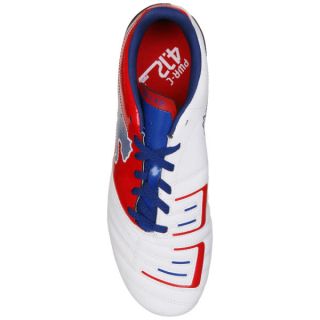 Puma Mens Powercat 4.12 FG Football Boot   White/Red/Blue      Sports & Leisure