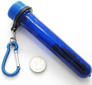 Blue Tube Pill Holder with Screw on Waterproof Top. Approximately 0.75 Inches Diameter, 5.5 Inches Long. Health & Personal Care