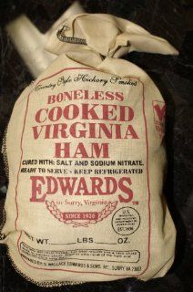 Edwards Boneless Cooked Hickory Smoked Virginia Country Ham   Traditional Southern Ham Approximately 2.5 lbs   Already cooked & ready to serve  Grocery & Gourmet Food