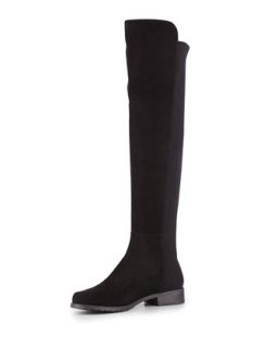 50/50 Suede Stretch Over the Knee Boot, Black (Made to Order)   Stuart Weitzman