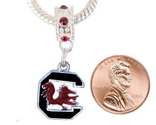 University of South Carolina Charm with Connector Will Fit Pandora, Troll, Biagi and More. Can Also Be Worn As a Pendant.  Sports Fan Necklaces  Sports & Outdoors