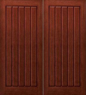 Exterior Door 8 ft. Tall Fiberglass One Panel Plank Pair (Single also available)   Tools Products  