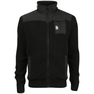 Crosshatch Mens Wynknit Zip Thru Knit   Black      Mens Clothing