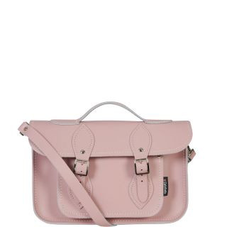 Zatchels 11.5 Inch Pastel Leather Satchel with Handle   Baby Pink      Womens Accessories