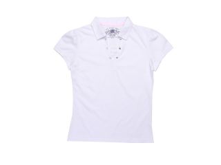 U.S. Polo Assn Kids Polo w/Sewn In Lace Cami Panel Girls Short Sleeve Knit (White)