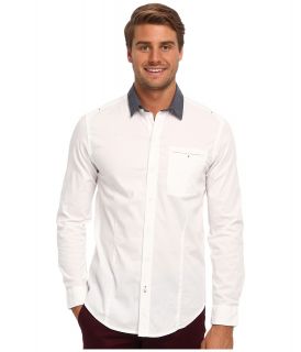 Mavi Jeans Denim Collar Shirt Mens Long Sleeve Button Up (White)