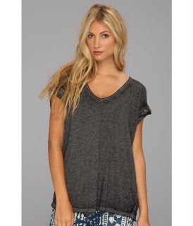 Free People Keep Me V Tee Womens Short Sleeve Pullover (Gray)