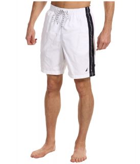 Nautica Anchor Solid Side Stripe Swim Short Mens Swimwear (White)