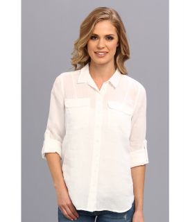 Calvin Klein Jeans Solid Casual Button Front Shirt Womens Long Sleeve Button Up (White)