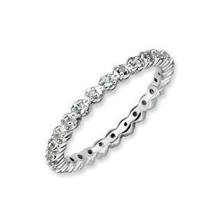 0.24ct Silver Stackable Aquamarine & Diamond Ring. Sizes 5 10 Available Jewelry